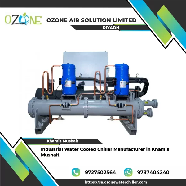 Industrial Water Cooled Chiller Unit Installed At An Industrial Site