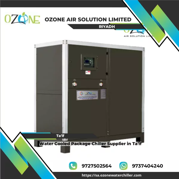 Water Cooled Package Chiller System Installed Outdoors With Connected Piping