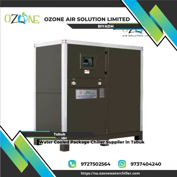 Water Cooled Package Chiller Installed At An Industrial Site Showing Piping Connections