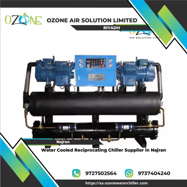 Water Cooled Reciprocating Chiller Unit Installed In An Industrial Setting