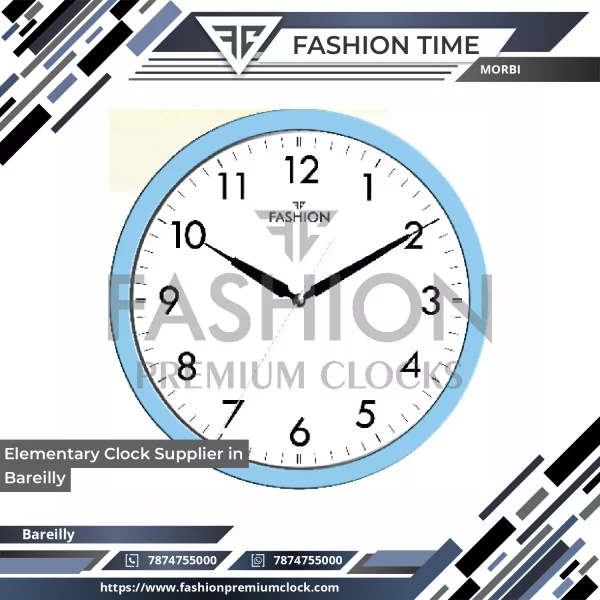 Elementary Wall Clock Showing Clear Numbers With Steady Hands On White Background