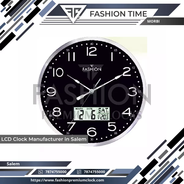 Clear View Of Modern LCD Clock Showing Accurate Time