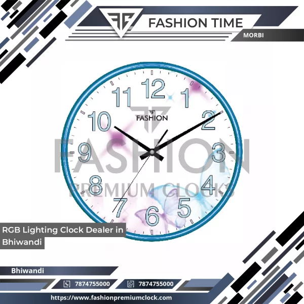 RGB Lighting Clock Showing Multicolor LED Lights On Round Face