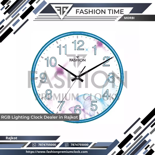 RGB Lighting Clock Showing Colorful LED Illumination With Clear Analog Display