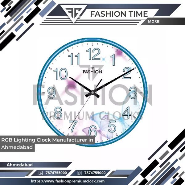 RGB Lighting Wall Clock Showing Multicolor Illumination