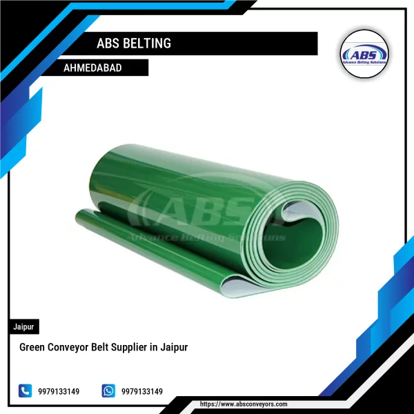 Green Conveyor Belt Running In An Industrial Setting Showing Durability And Colour Contrast