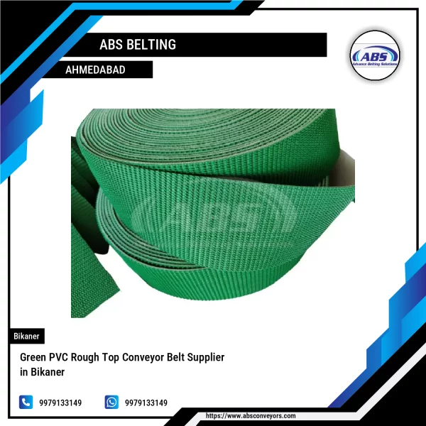 Green PVC Rough Top Conveyor Belt Showing Textured Surface