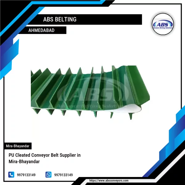 PU Cleated Conveyor Belt Showing Angled Cleats For Gripping Materials