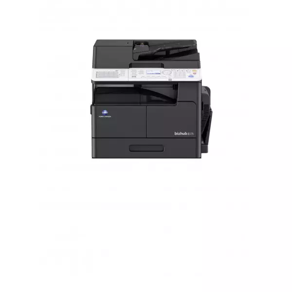 Konica Minolta Bizhub 227i Multifunction Printer Setup Showing Control Panel And Paper Tray