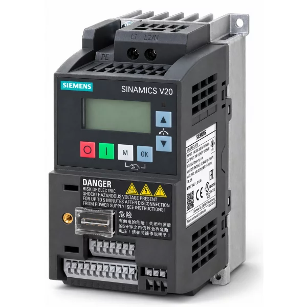 Sinamics V20-0.37KW-0.5HP 1ph 6SL3210-5BB13-7UV1
