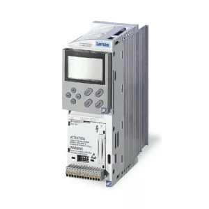Technician Inspecting Lenze Servo Drive Components During Repair