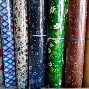 Printed Fiber Sheet With Colorful Design Installed On Roof In Industrial Area