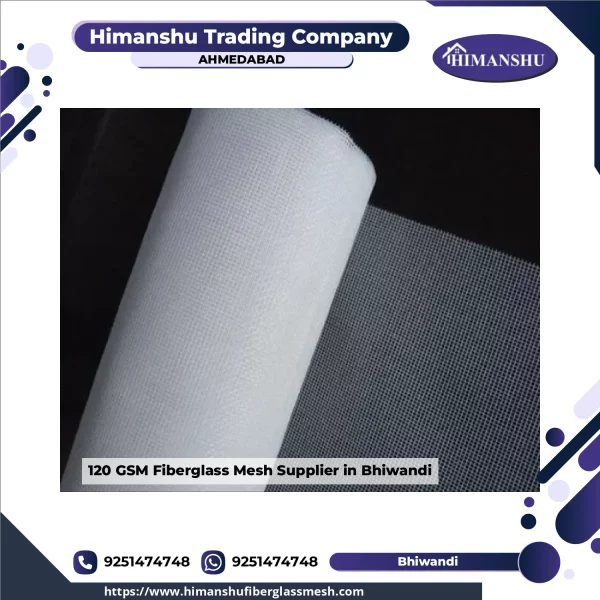 Rolls Of Industrial Grade 120 GSM Fiberglass Mesh Stacked In Warehouse