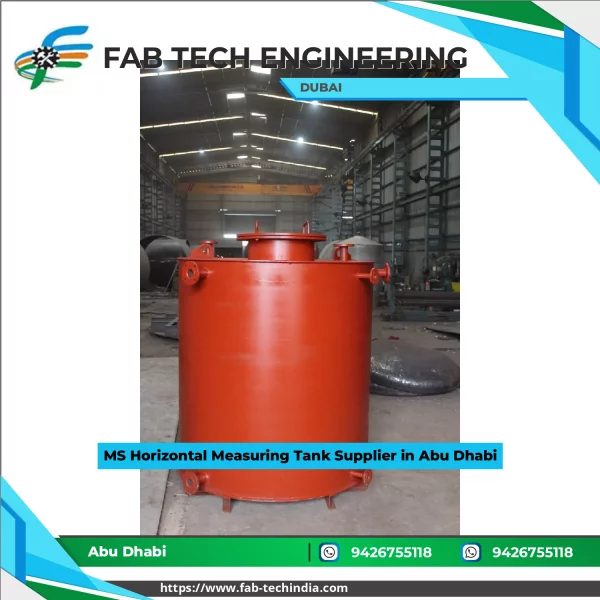MS Horizontal Measuring Tank Made Of Mild Steel Showing Side View With Level Indicators