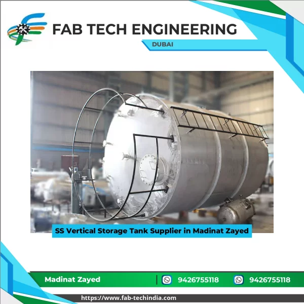 Stainless Steel Vertical Storage Tank Installed In Industrial Setting