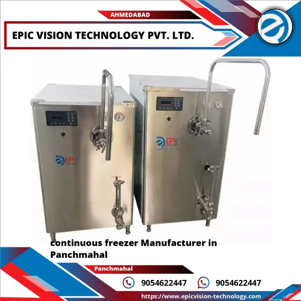Continuous Freezer Industrial Unit Operating Inside An Ice Cream Processing Plant