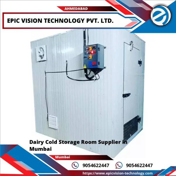 Industrial Dairy Cold Storage Room With Stainless Steel Shelving And Temperature Control Panels