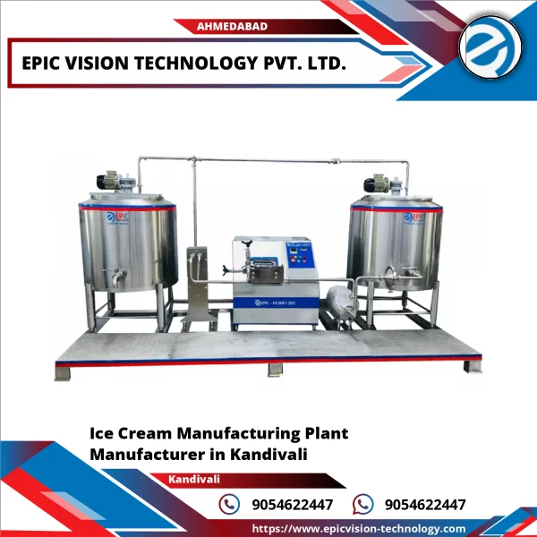 Industrial Ice Cream Manufacturing Plant Machinery In Operation