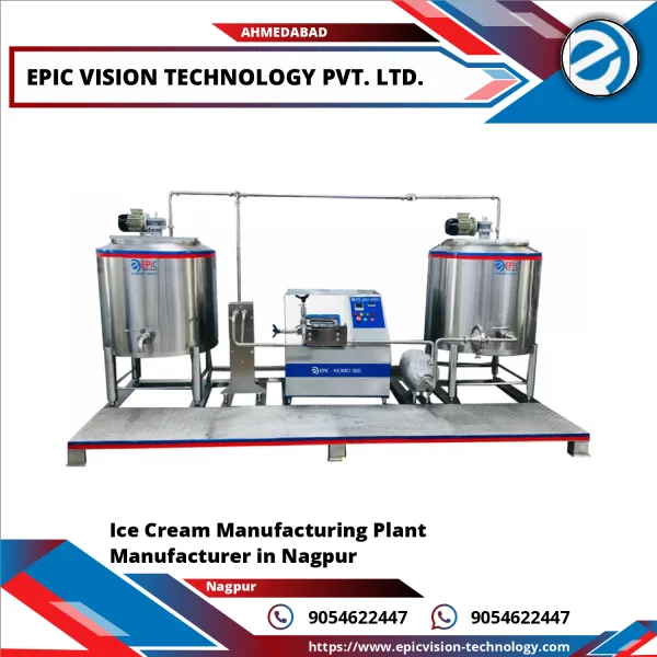 Industrial Ice Cream Manufacturing Equipment In Operation