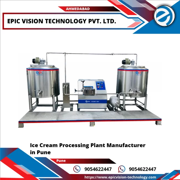 Industrial Ice Cream Processing Machinery In Operation
