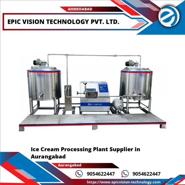 Industrial Ice Cream Processing Plant Machinery In Operation