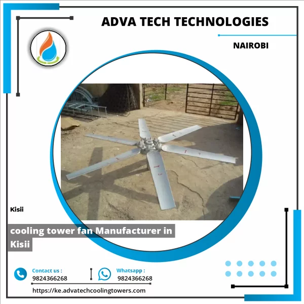Cooling Tower Fan Installed Within Industrial Water Cooling System Showing Blades And Motor Assembly