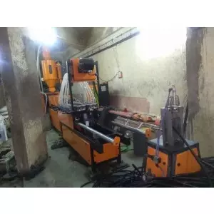 DWC Pipe Machine Setup Showing Control Panel And Extrusion Section