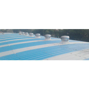 Energy Saving Roof Air Ventilator Installed On Industrial Building Roof