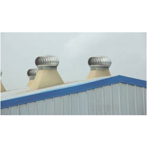 Natural Wind Ventilator Installed On An Industrial Roof Showing Ventilation Blades Against Sky