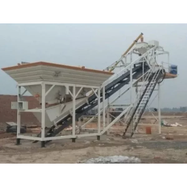 Compact Concrete Mixing Plant Installed At Construction Site