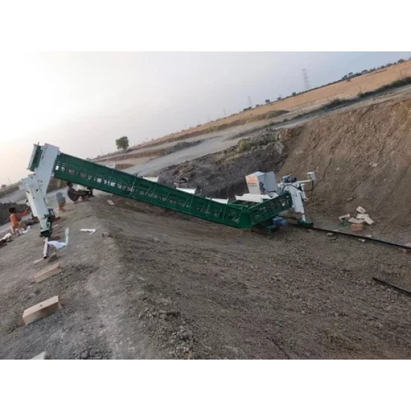 Concrete Canal Paver Machine Operating On Construction Site