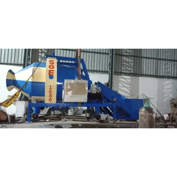 Concrete Mixer Machine Operating At A Construction Site