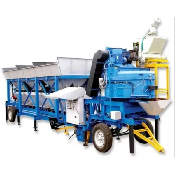 Mobile Concrete Batching Plant Setup At A Construction Site Showing Mixing Unit And Control Panel