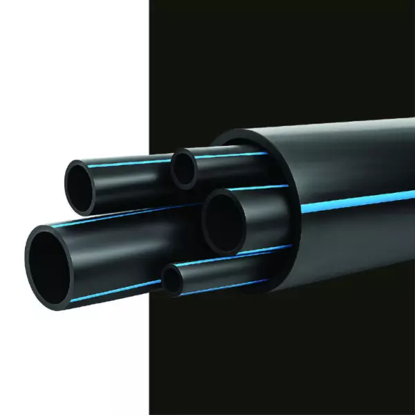 HDPE Double Wall Corrugated Pipe Laid Out At Construction Site
