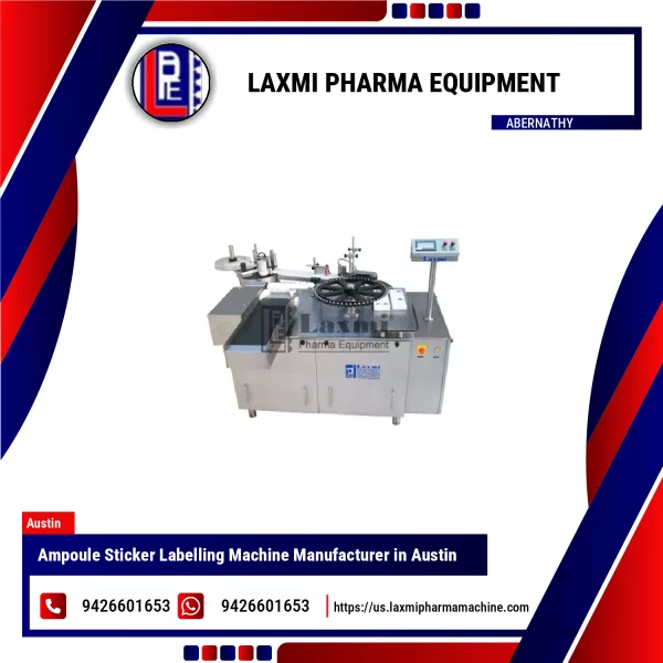Ampoule Sticker Labelling Machine Operating In A Pharmaceutical Plant