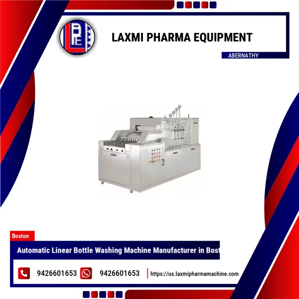 Automatic Linear Bottle Washing Machine Handling Glass Bottles On Production Line