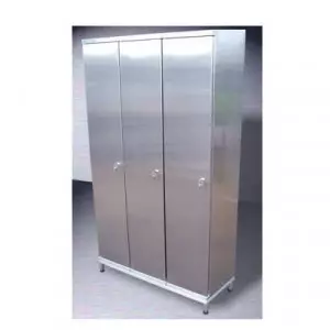 Sturdy Stainless Steel Storage Cabinet With Multiple Shelves Inside Pharmaceutical Cleanroom