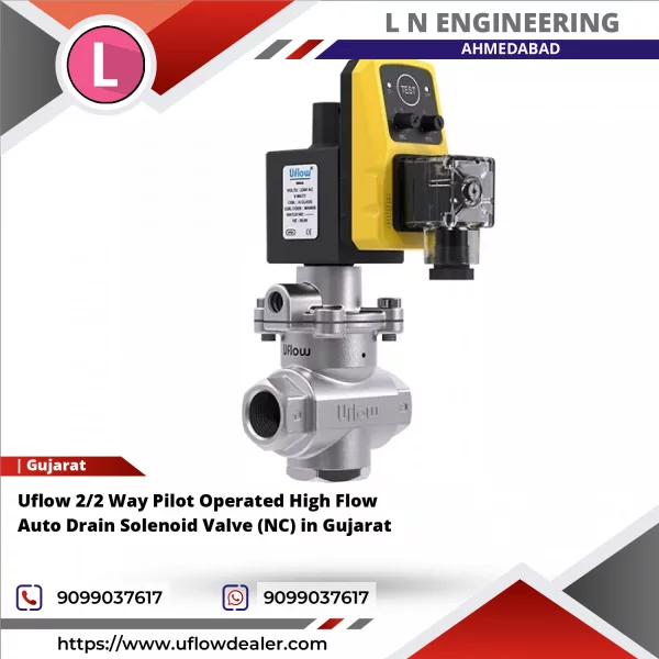 Uflow 2/2 Way Pilot Operated High Flow Auto Drain Solenoid Valve (NC) In Gujarat