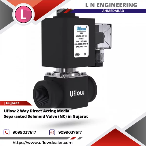 Uflow 2 Way Direct Acting Media Separaeted Solenoid Valve (NC) In Gujarat