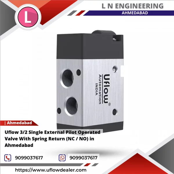 Uflow 3/2 Single External Pilot Operated Valve With Spring Return (NC / NO) In Ahmedabad