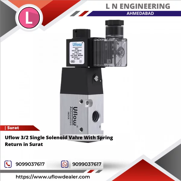 Uflow 3/2 Single Solenoid Valve With Spring Return In Surat