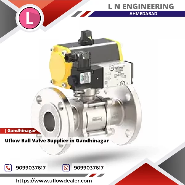 Uflow Ball Valve Metal Body With Lever Handle Installed On Pipeline