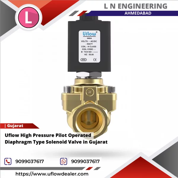 Uflow High Pressure Pilot Operated Diaphragm Type Solenoid Valve In Gujarat