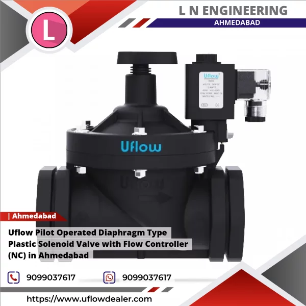 Uflow Pilot Operated Diaphragm Type Plastic Solenoid Valve With Flow Controller (NC) In Ahmedabad