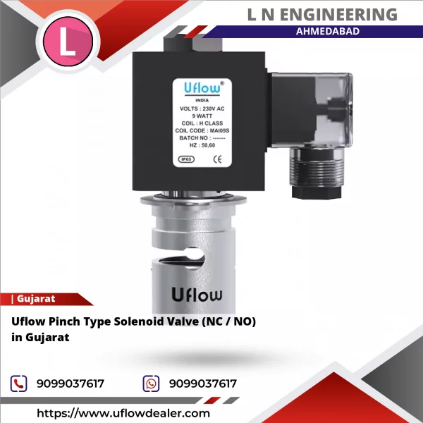 Uflow Pinch Type Solenoid Valve (NC / NO) In Gujarat
