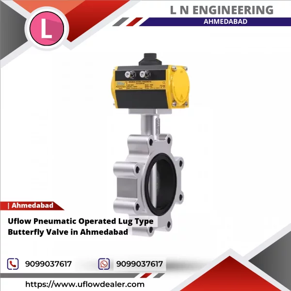 Uflow Pneumatic Operated Lug Type Butterfly Valve In Ahmedabad