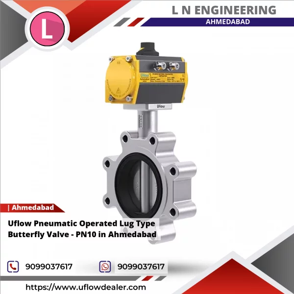 Uflow Pneumatic Operated Lug Type Butterfly Valve - PN10 In Ahmedabad
