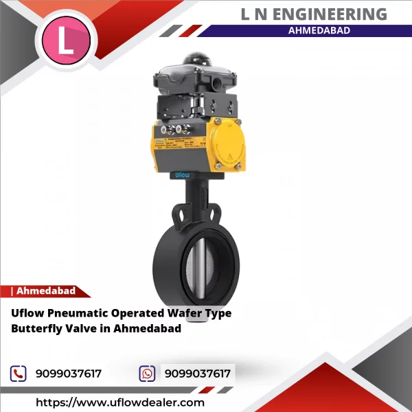 Uflow Pneumatic Operated Wafer Type Butterfly Valve In Ahmedabad