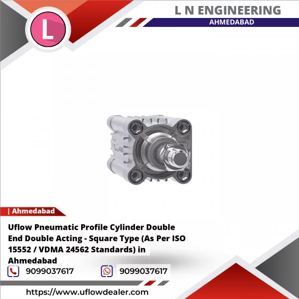 Uflow Pneumatic Profile Cylinder Double End Double Acting - Square Type (As Per ISO 15552 / VDMA 24562 Standards) In Ahmedabad