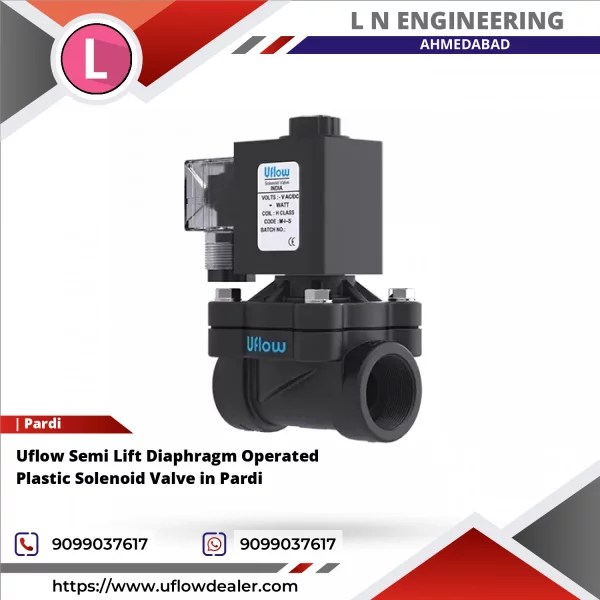 Uflow Semi Lift Diaphragm Operated Plastic Solenoid Valve In Pardi